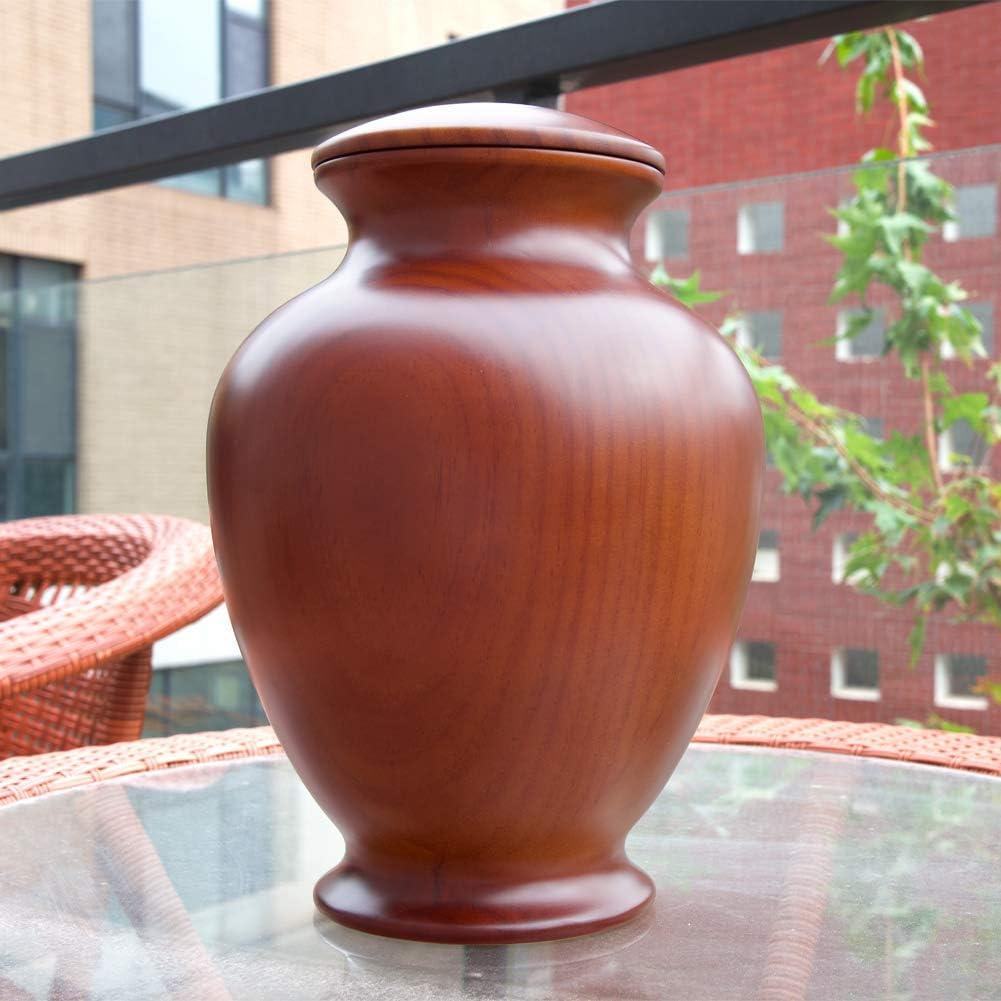 Elegant Dark Brown Pine Wood Cremation Urn