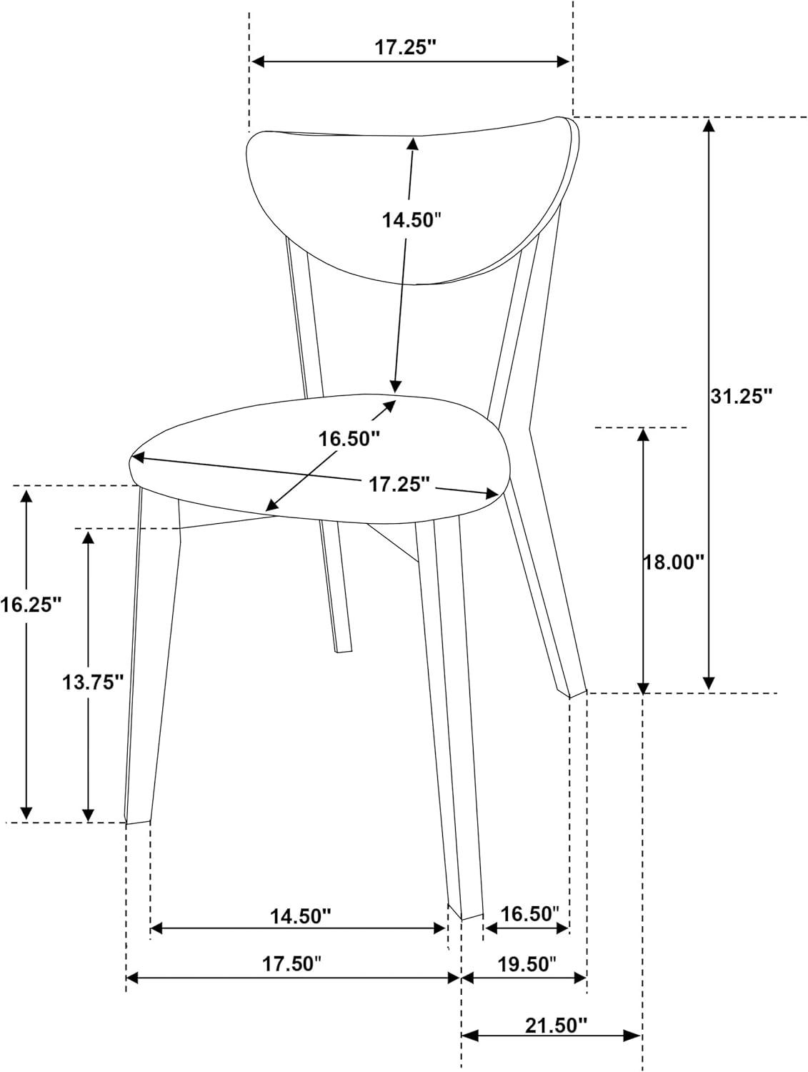 Pemberly Row Wood Dining Side Chair in Light Walnut and Brown (Set of 2)