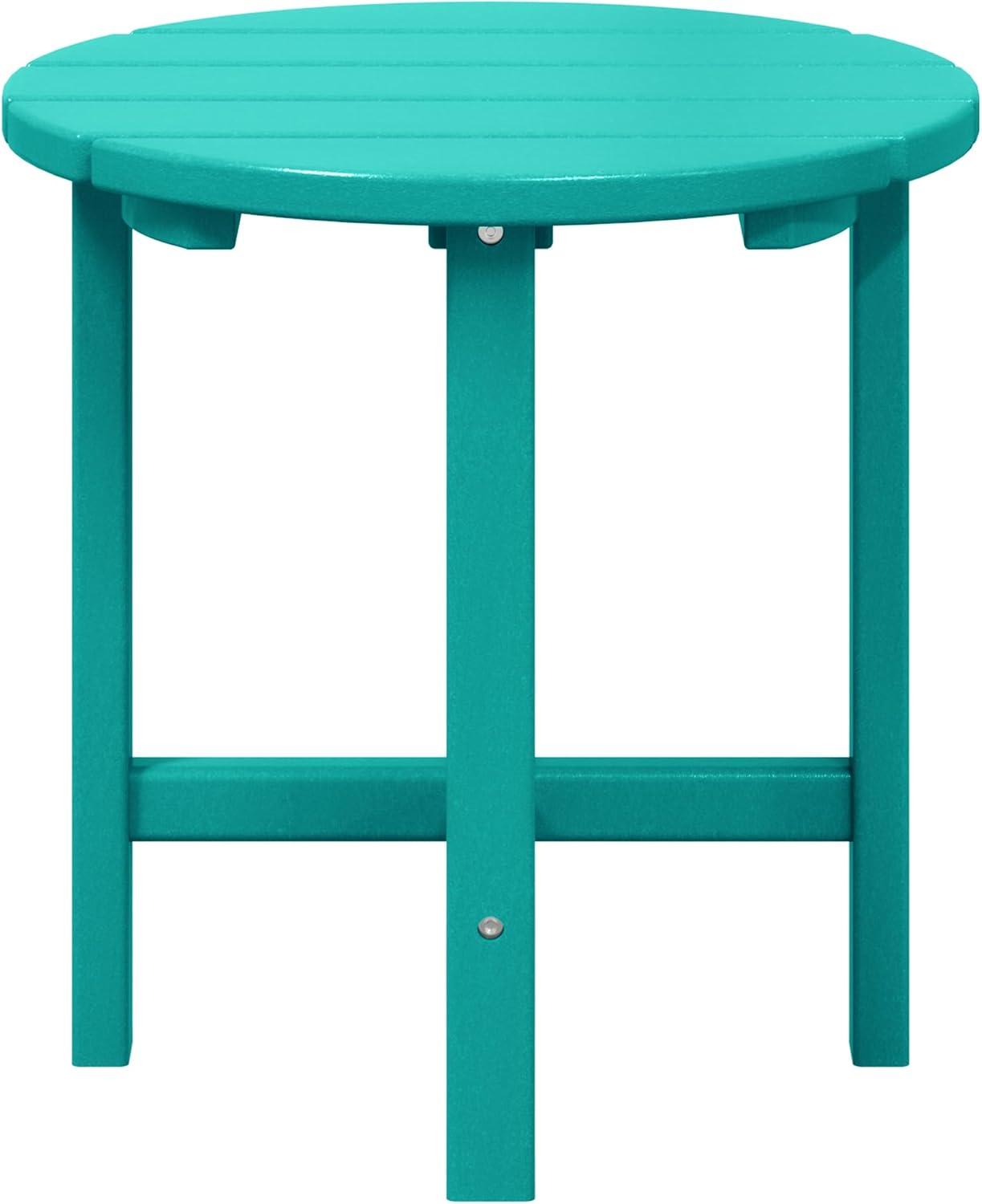 WestinTrends All-Weather Outdoor Patio Round Poly Adirondack Side Table, Turquoise