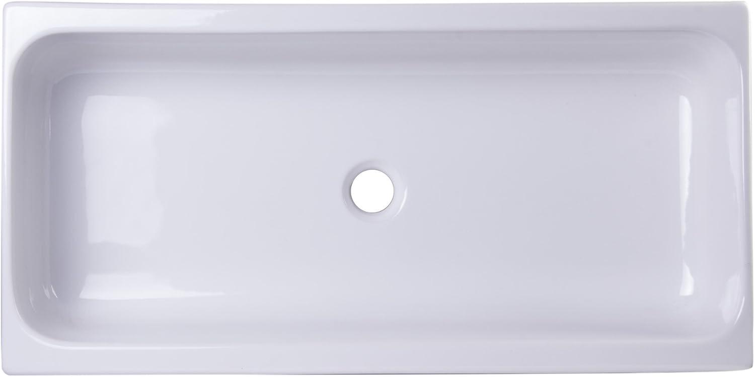 36" Fireclay Rectangular Trough Bathroom Sink