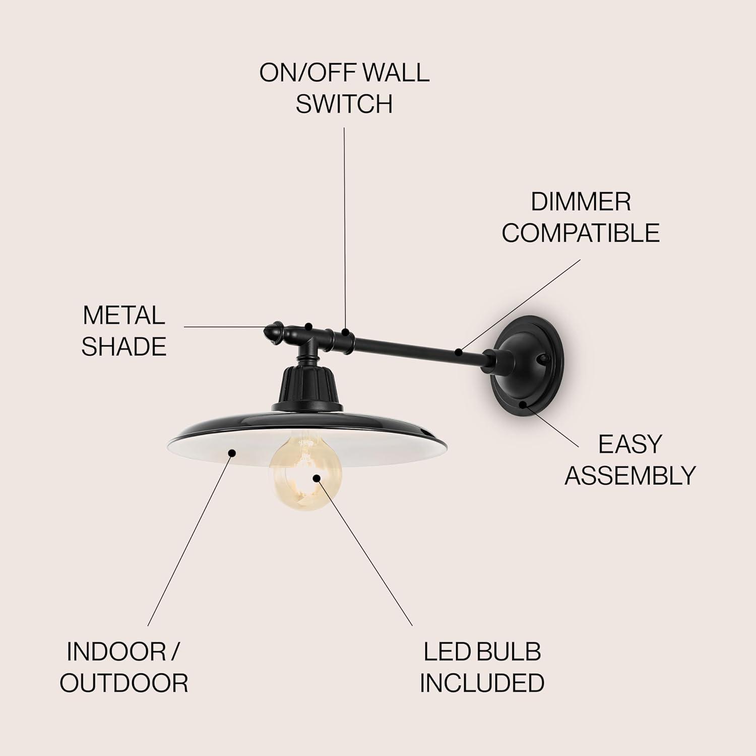 Bonner Black Iron 12" Dimmable Farmhouse Wall Sconce