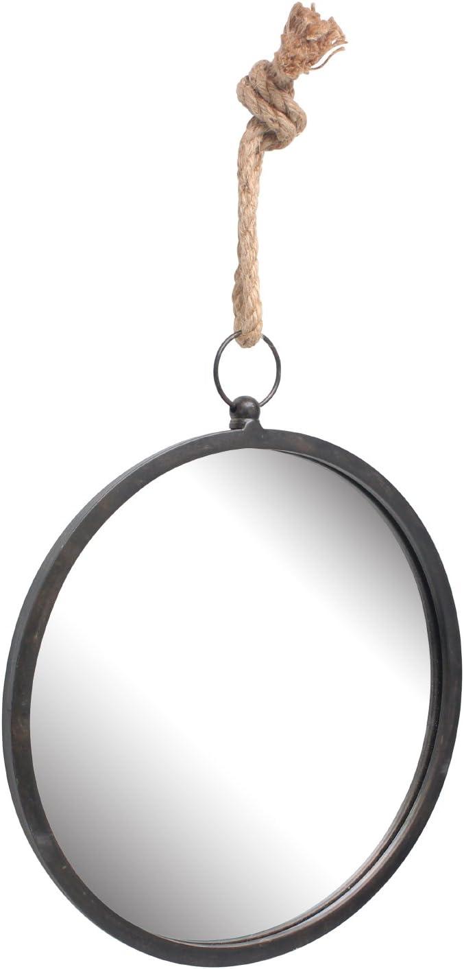 Stonebriar 13" Brown Industrial Wall Mirror with Rope Hanging Loop, 1 Count