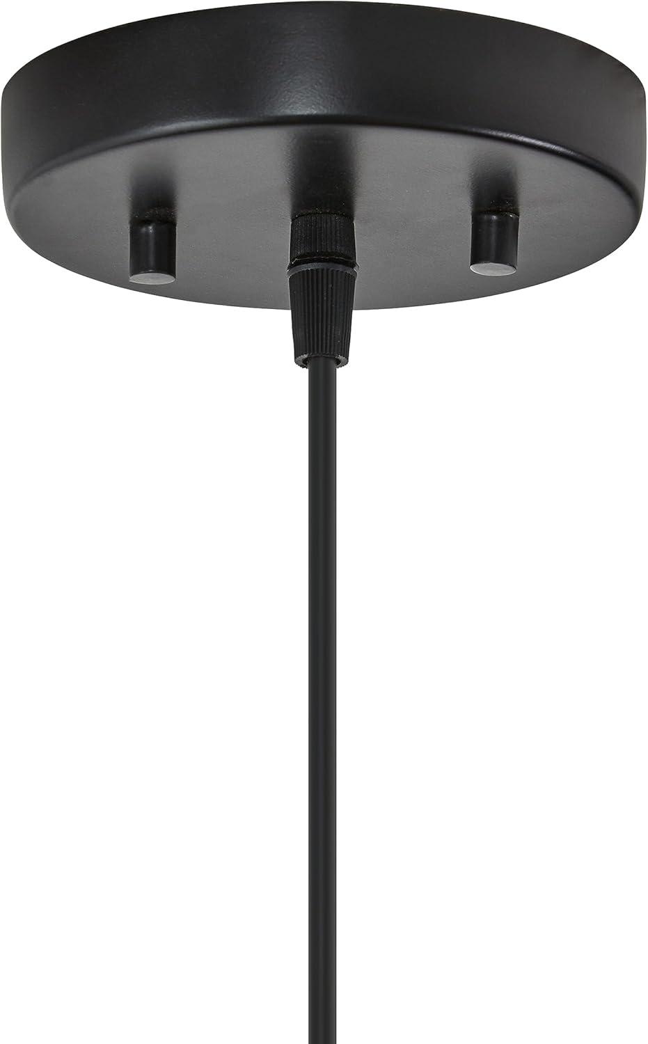 River of Goods 17.25" 1-Light Alainia Black Metal and Walnut-Stained Wood Pendant Light: Satin Finish, UL Listed, Adjustable Height