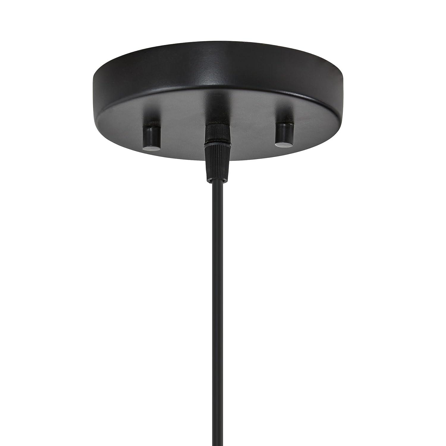 River of Goods 17.25" 1-Light Alainia Black Metal and Walnut-Stained Wood Pendant Light: Satin Finish, UL Listed, Adjustable Height