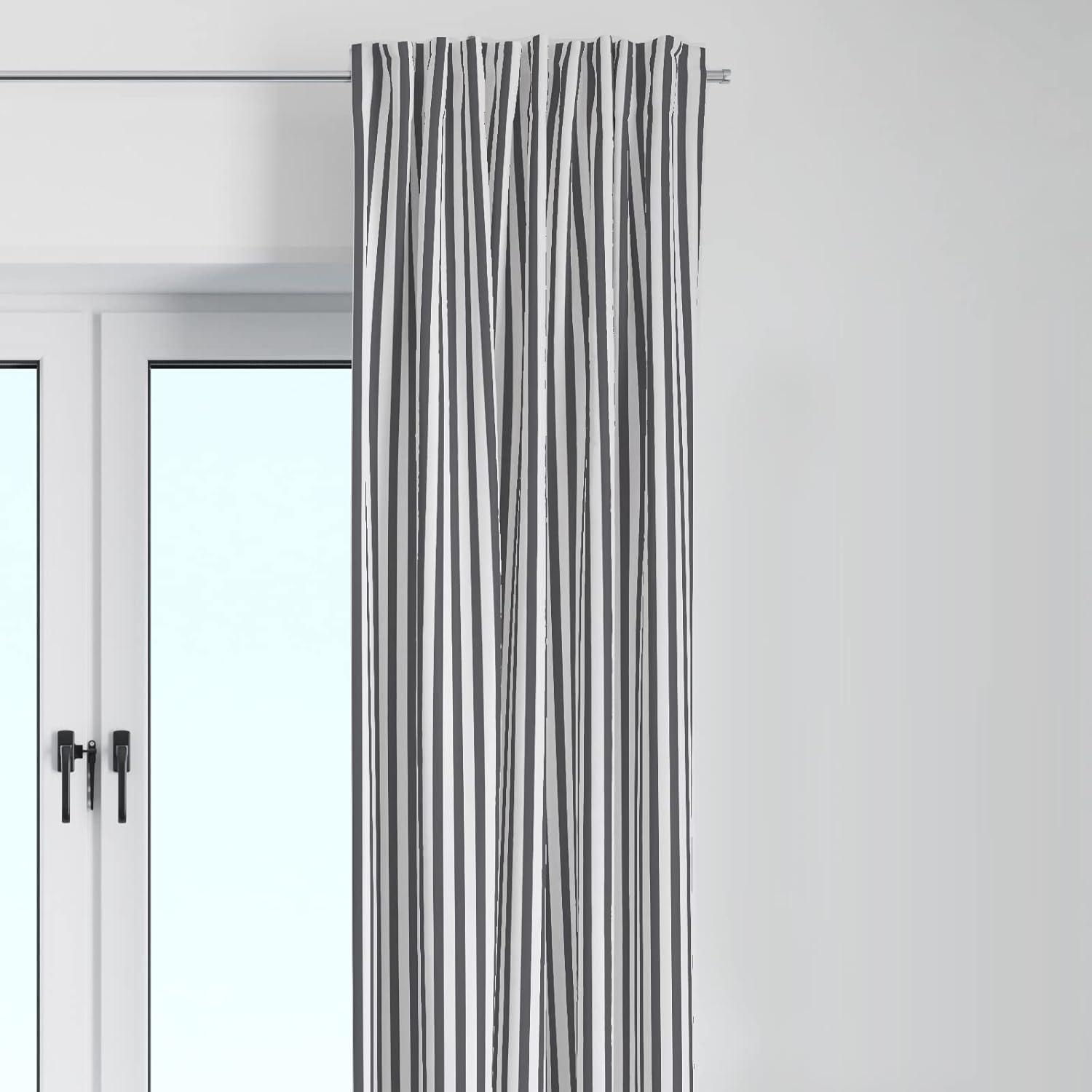 Bacati - Single Light Filtering Curtain Panel Pin Stripes Grey