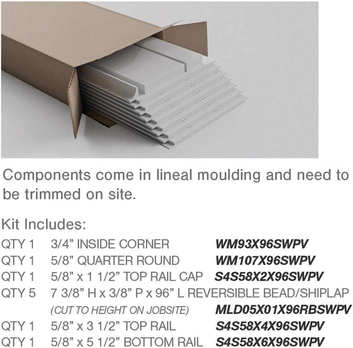 Ekena Millwork Deluxe Shiplap with a Nickel Gap 8' Length PVC Wainscoting Kit