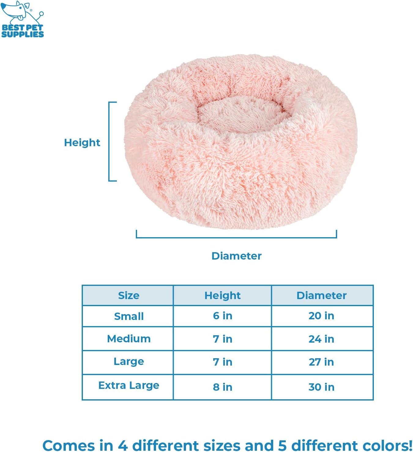 Donut Dog Bed with Faux Fur, Anti-Anxiety Cushion, Slip-Resistant