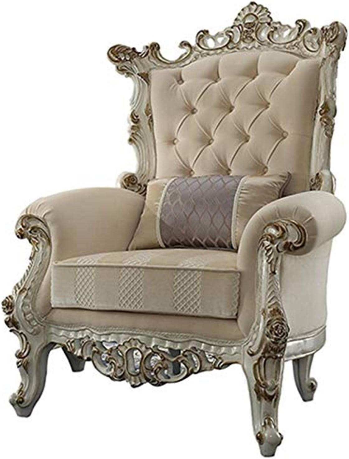 Antique Pearl Floral Velvet Handcrafted Accent Chair