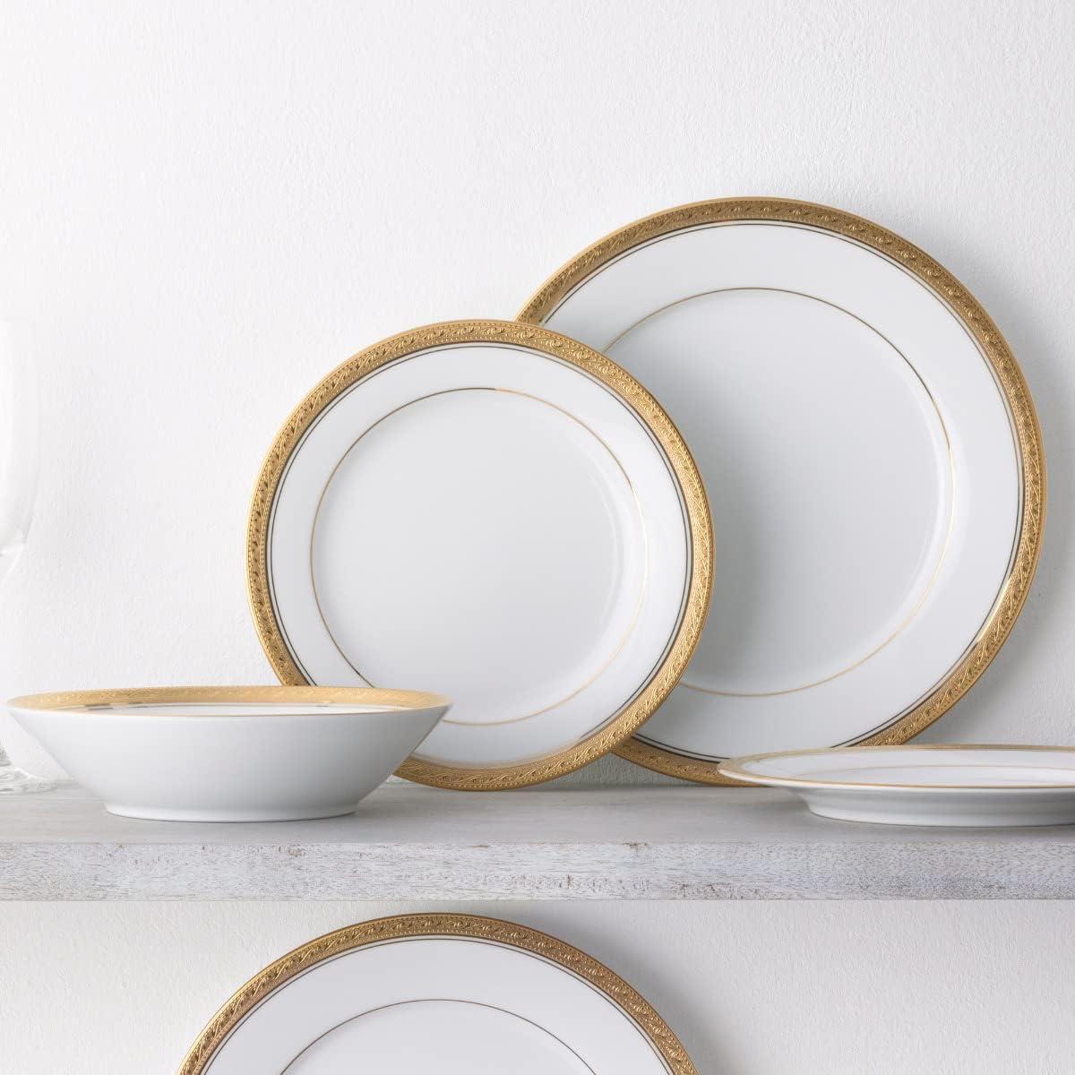 Crestwood Gold 12-Piece Porcelain Dinnerware Set with Gold Trim