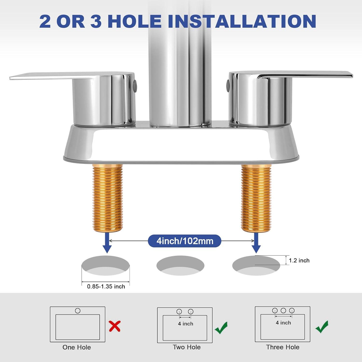 Chrome Double Handle Waterfall Bathroom Faucet with Pop-Up Drain