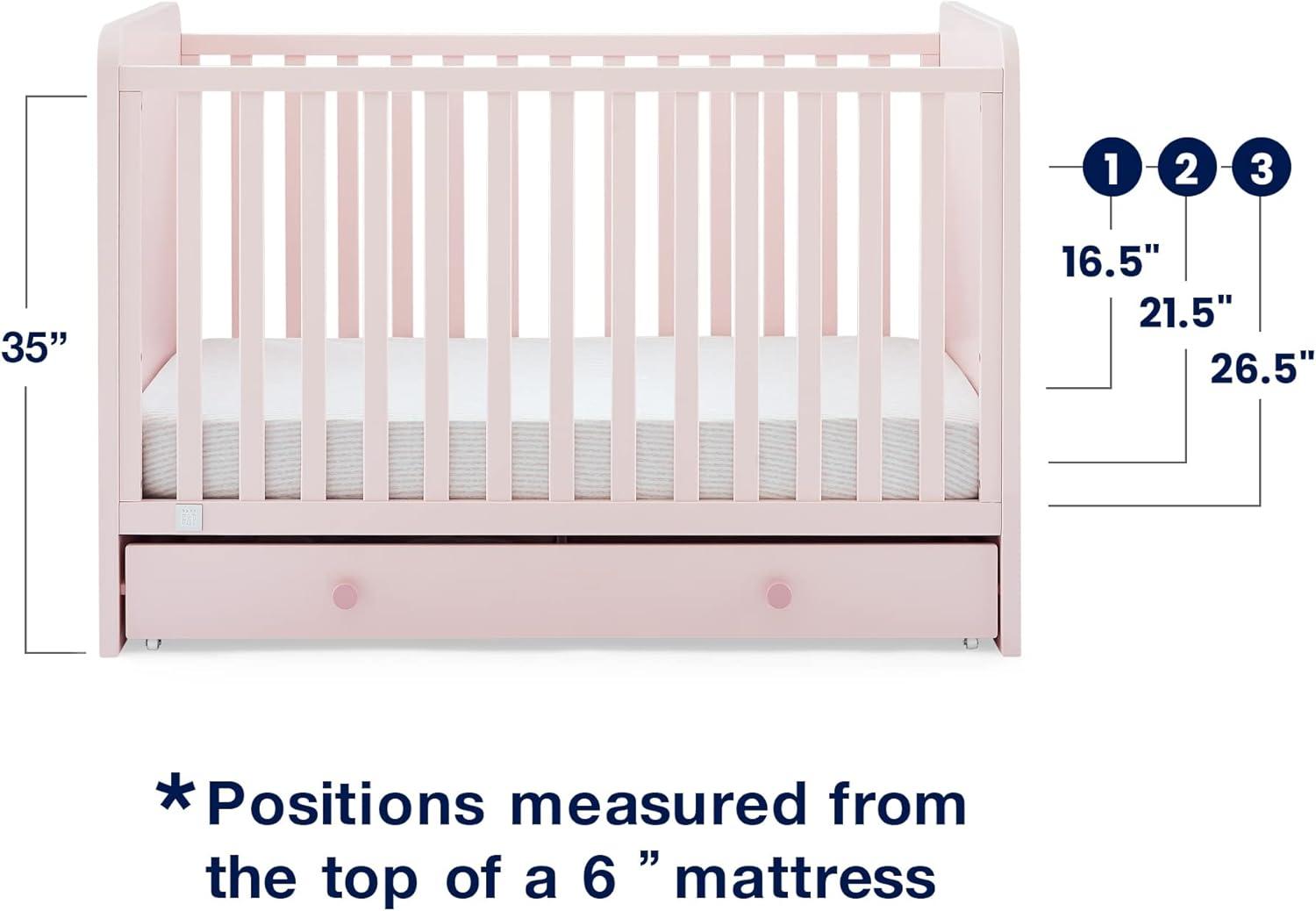 Graham Pink 4-in-1 Convertible Crib with Storage Drawer