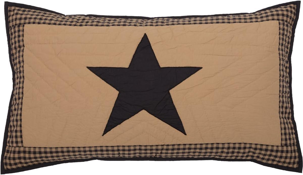 King Size Black and Tan Cotton Sham with Star Design