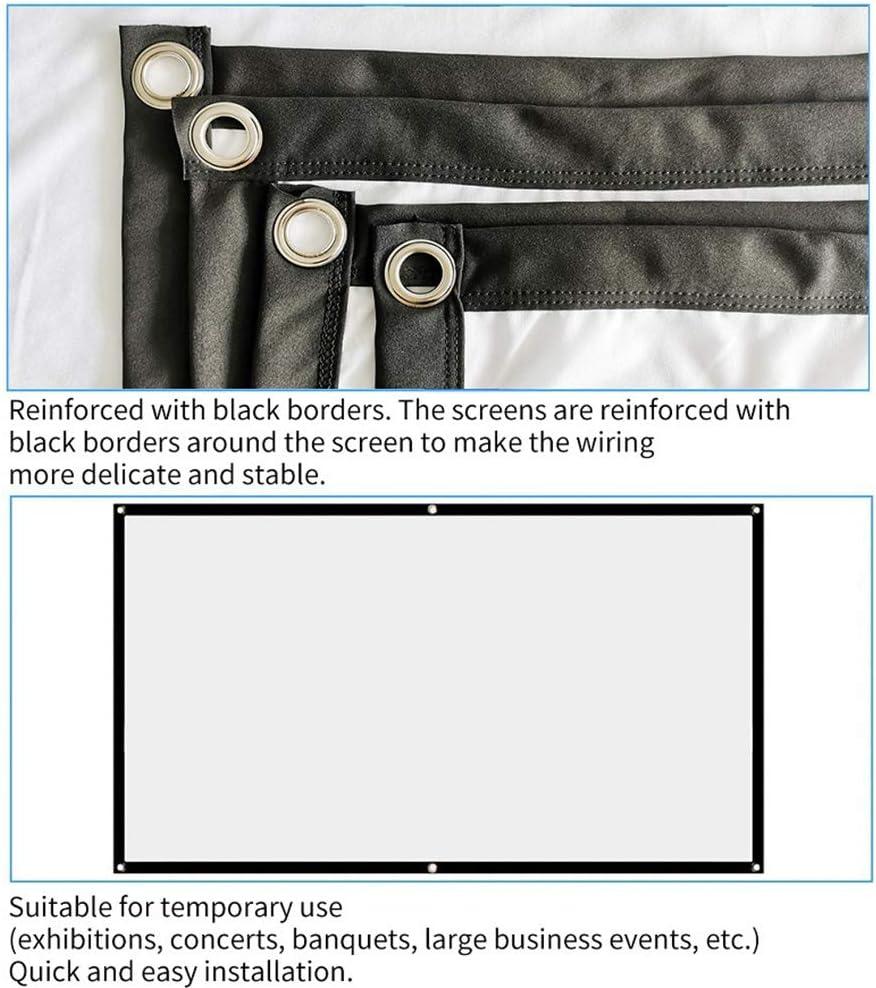 Projector Screen, White Projector Screen, 16:9 No Crease Home Theater Foldable Projection Screen 60"|72"|84"|100"|120"|150"