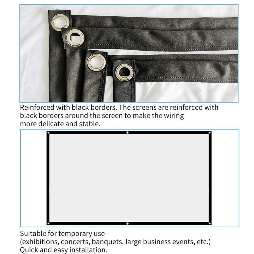 Projector Screen, White Projector Screen, 16:9 No Crease Home Theater Foldable Projection Screen 60"|72"|84"|100"|120"|150"