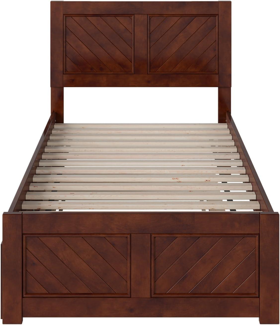 AFI Canyon Walnut Solid Wood Platform Bed with Matching Footboard & Twin Trundle, Twin
