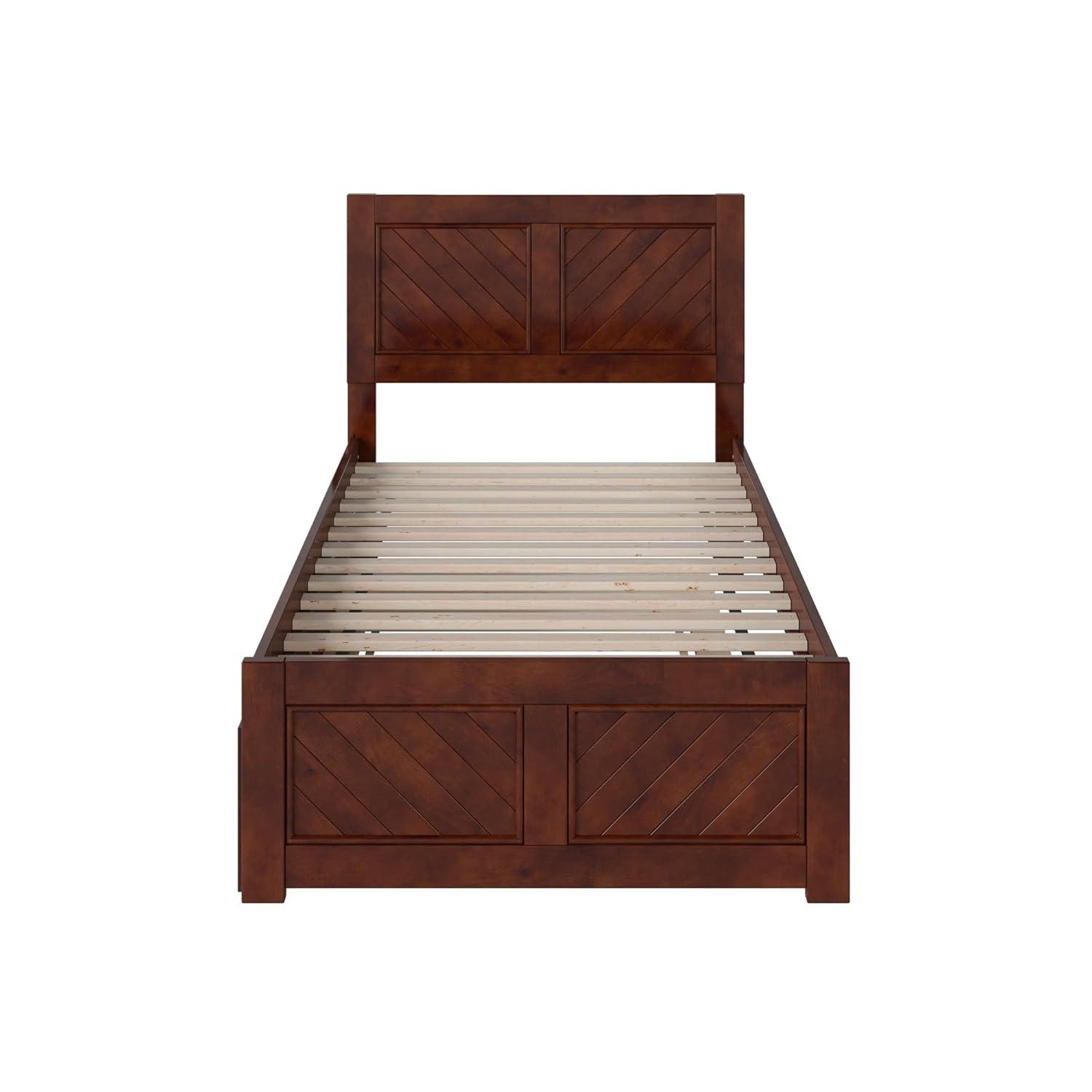 AFI Canyon Walnut Solid Wood Platform Bed with Matching Footboard & Twin Trundle, Twin
