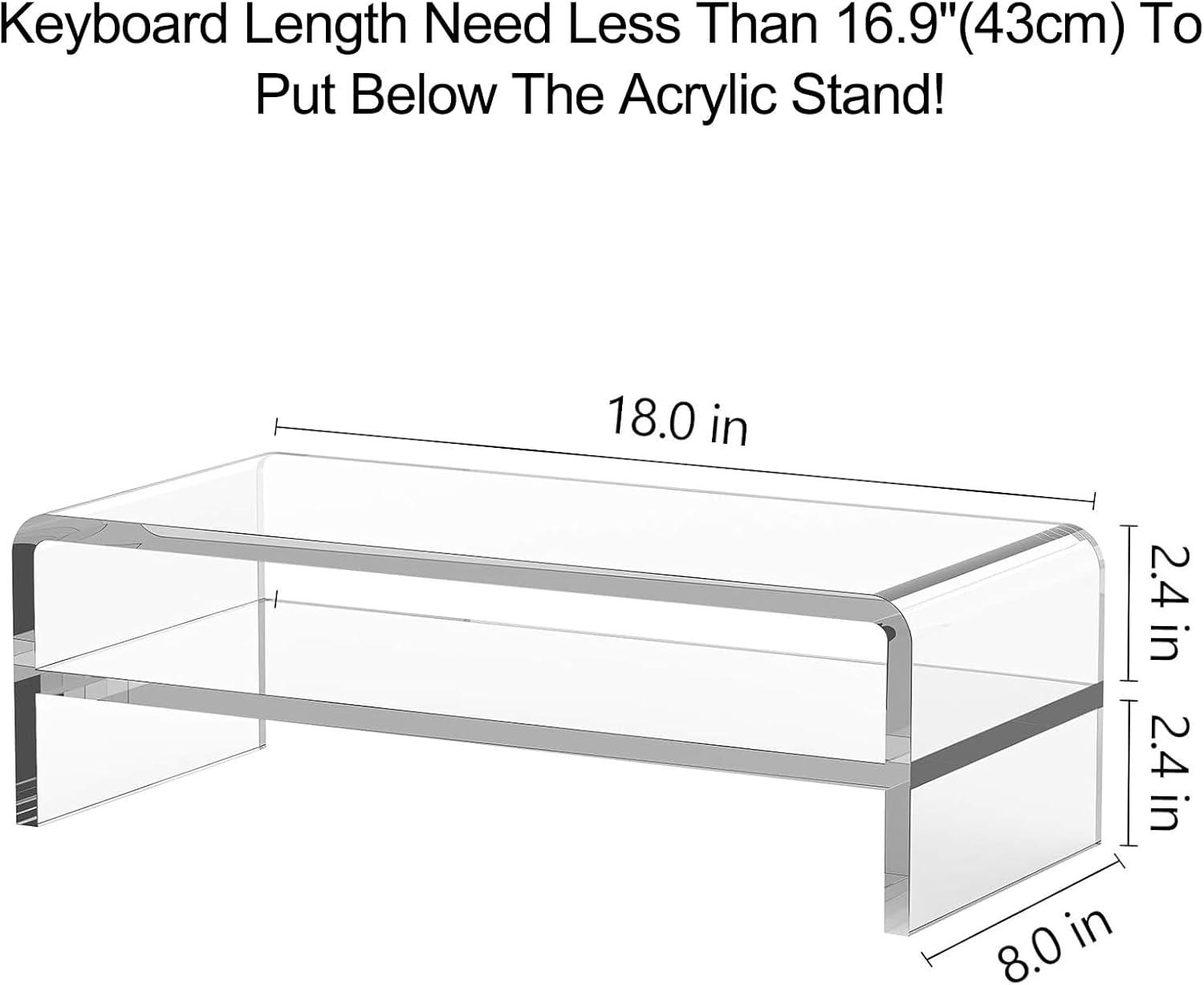 Clear Acrylic 2-Tier Monitor Stand with Keyboard Storage