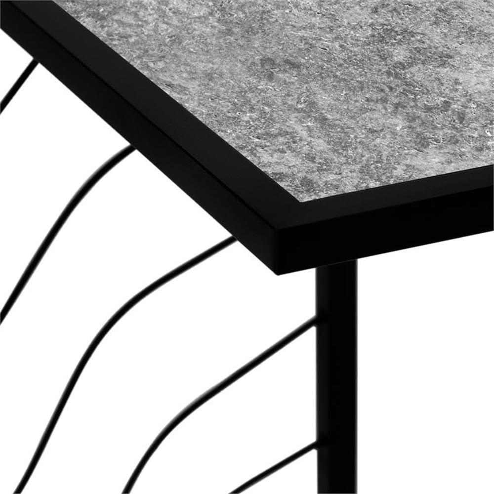 Monarch Specialties Accent Table C-Shaped End Side Snack Living Room Bedroom Metal Laminate Grey Black Contemporary Modern