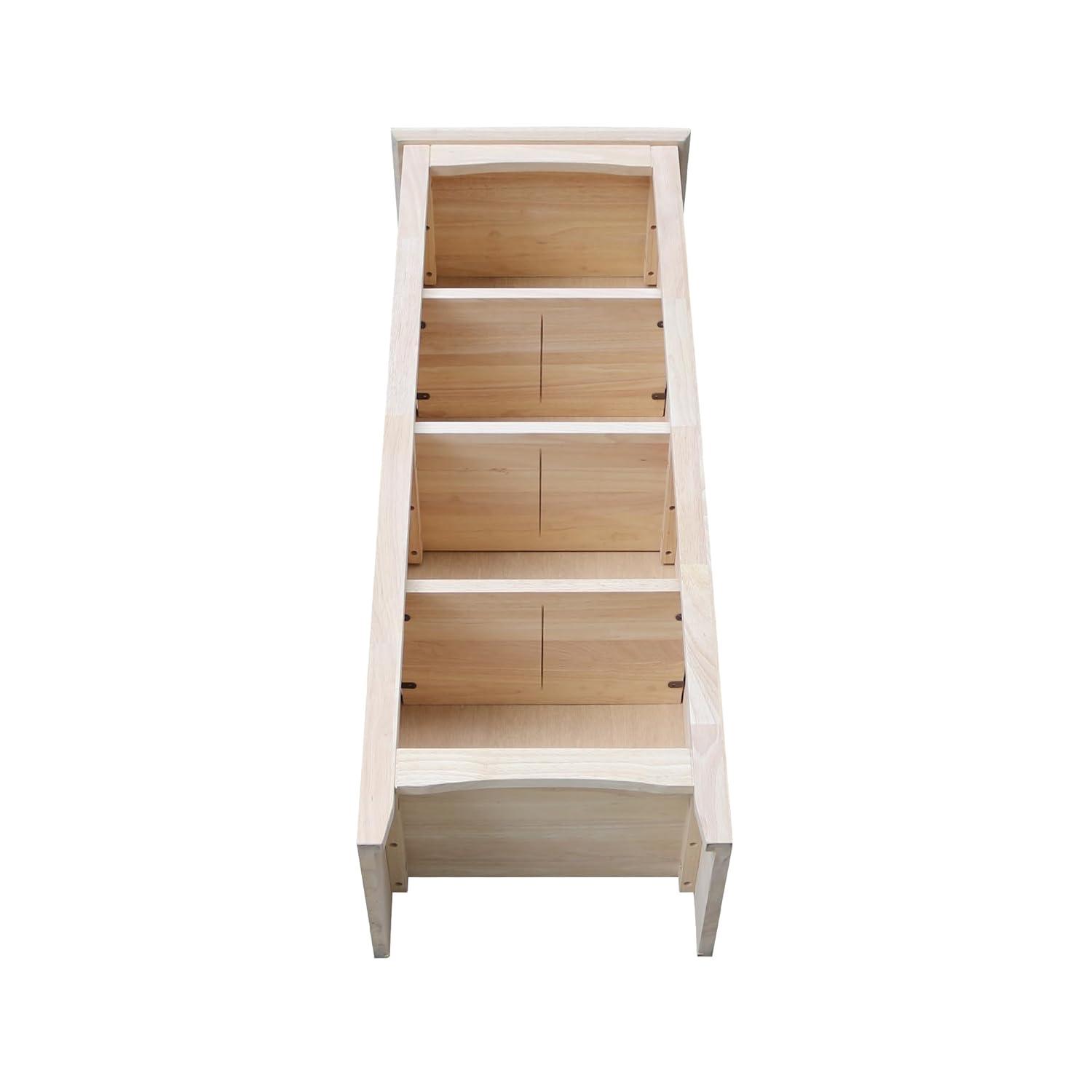 48" Shaker Bookcase Unfinished Brown - International Concepts: Solid Parawood, 3-Tier Storage