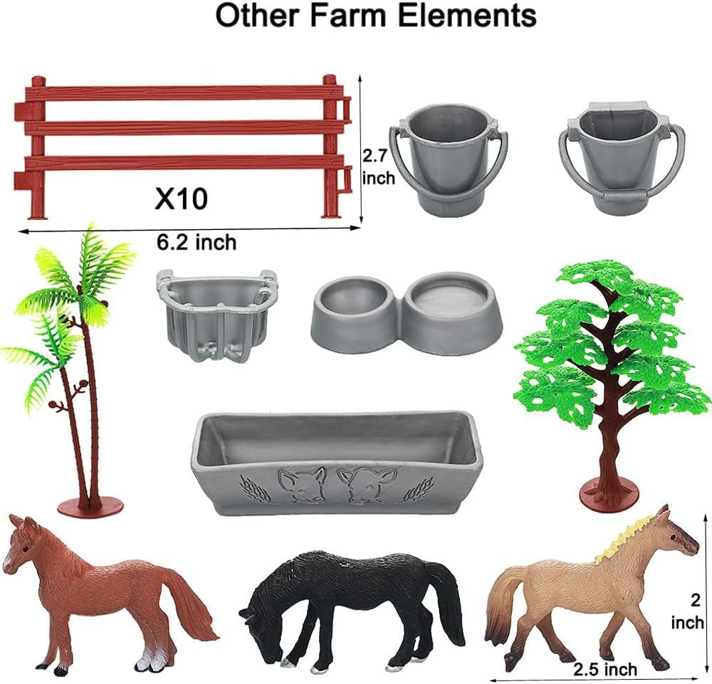 Realistic Plastic Farm Animal Figures Playset with Accessories