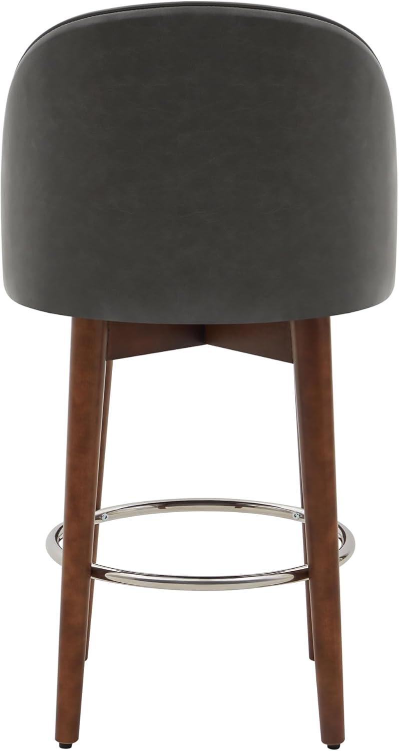 CHITA Counter Height Bar Stools Set of 2,Swivel Barstools for Kitchen Island,26.4" H Seat Height,Faux Leather,Retro Grey