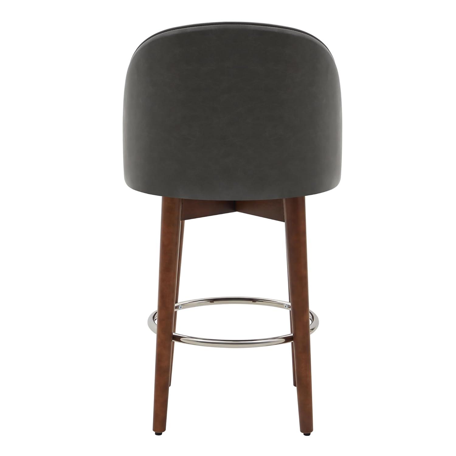 CHITA Counter Height Bar Stools Set of 2,Swivel Barstools for Kitchen Island,26.4" H Seat Height,Faux Leather,Retro Grey