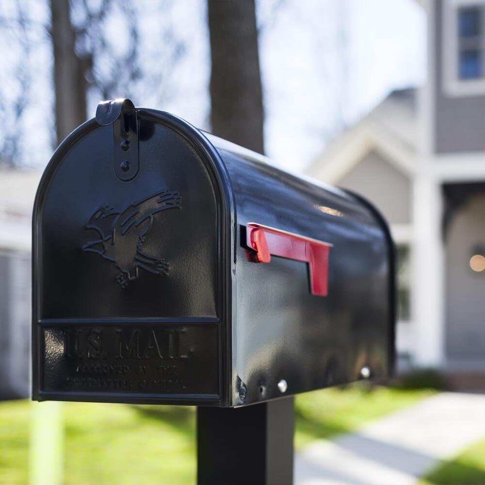 Gibraltar Mailboxes Elite Classic Galvanized Steel Post Mount Black Mailbox