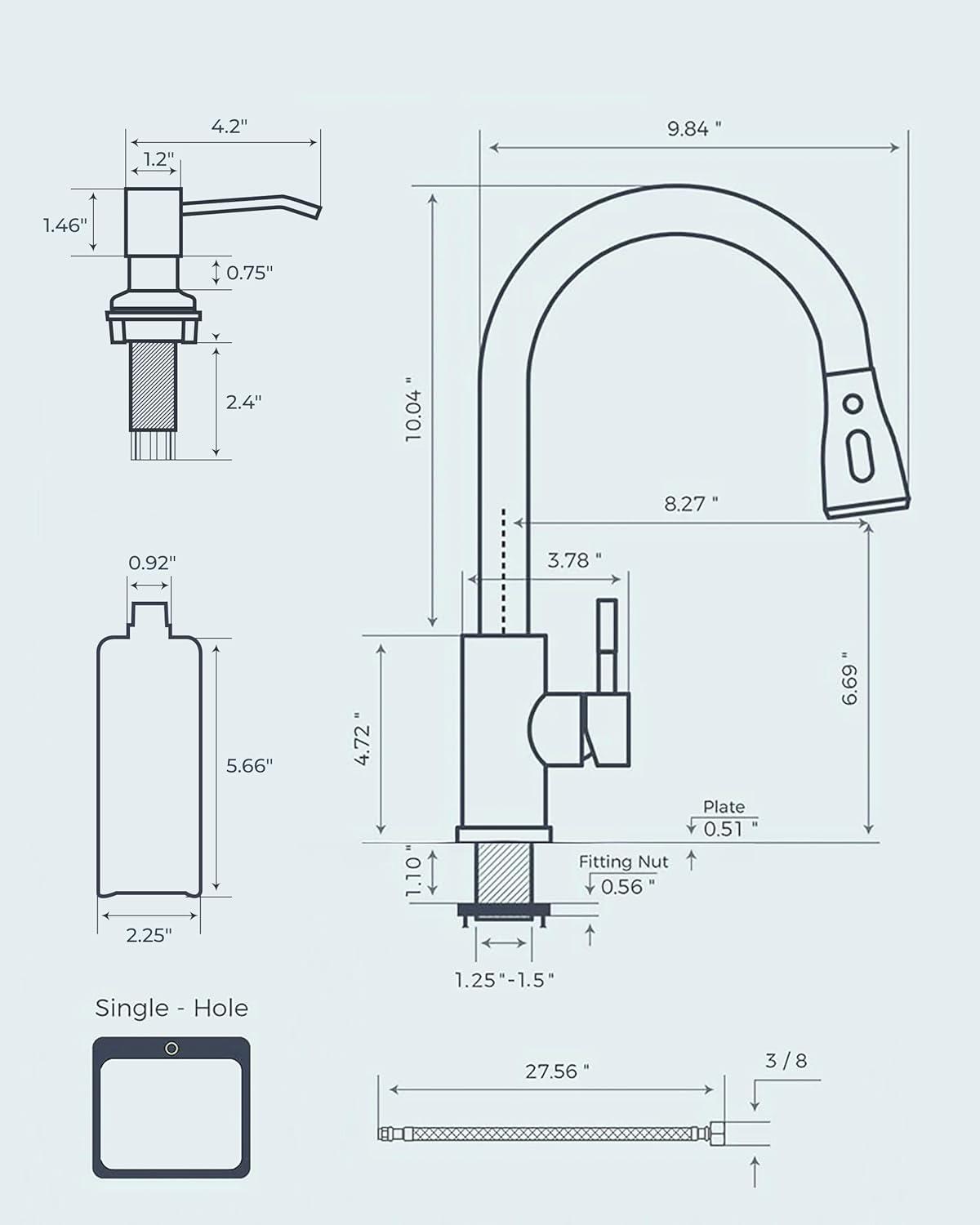 FORIOUS Kitchen Faucets, Brushed Nickel Kitchen Faucet with Pull Down Sprayer, High Arc Single Handle Stainless Steel Sink Faucets 1 or 3 Hole, Kitchen Sink Faucets for Farmhouse Camper Laundry Rv Bar