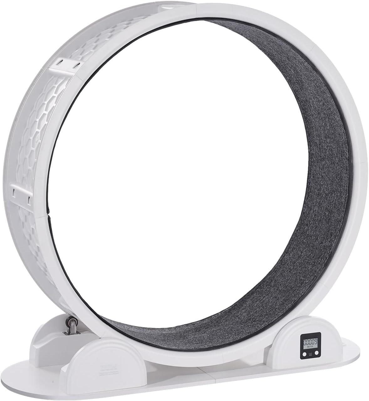 Large White and Gray ABS Cat Exercise Wheel with Pedometer