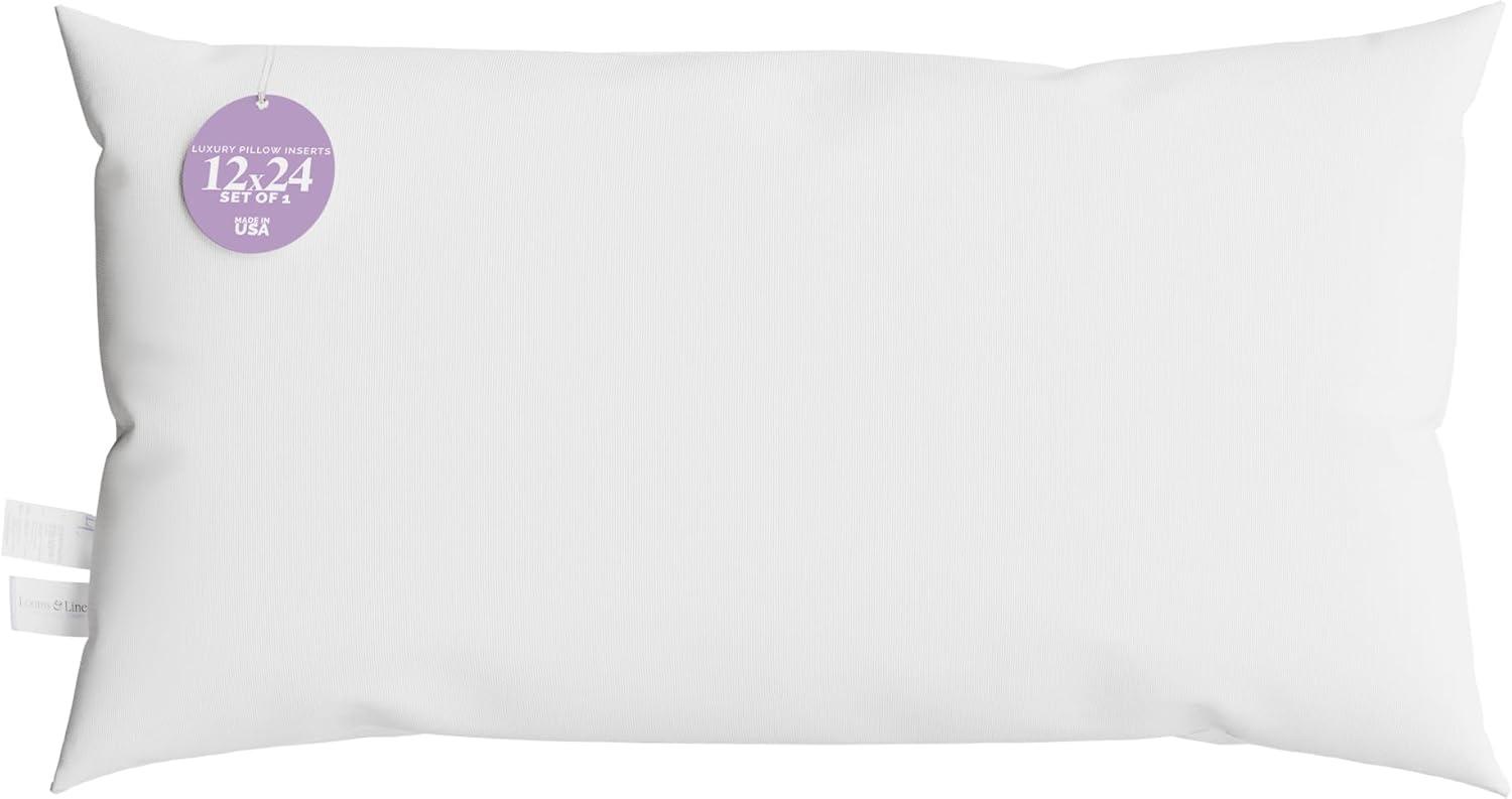 12x24 White Poly Cotton Down Alternative Lumbar Pillow Insert