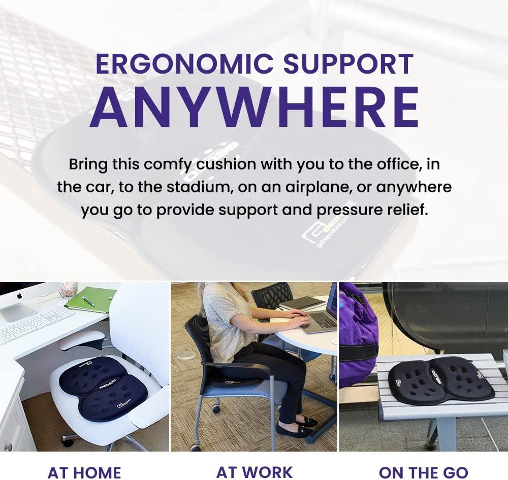 GSeat LITE - Travel Gel Foam Cushion, Relieves Tailbone Discomfort and Promotes Healthy Posture for Car, Commute, Airplane and Travel Comfort - Blue