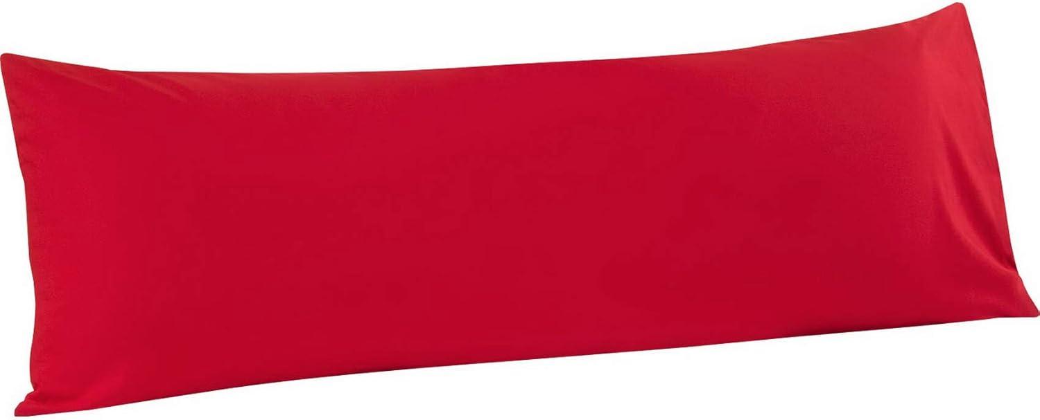 Red Cotton Hypoallergenic Body Pillowcase with Envelope Closure