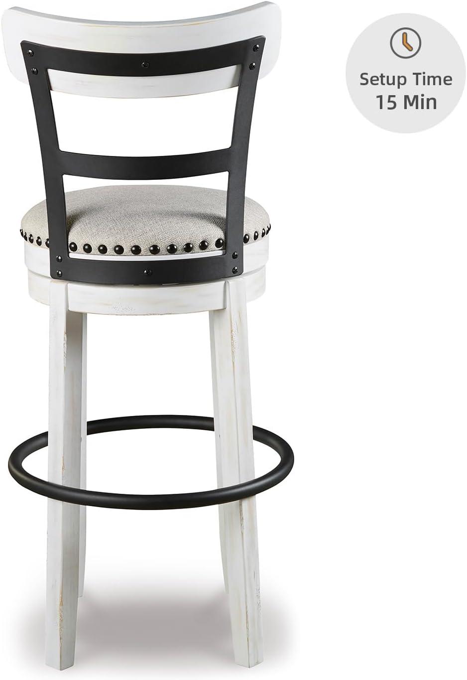 Gracie Oaks Design by Ashley Valebeck Modern Swivel Counter Height Barstool, Whitewash