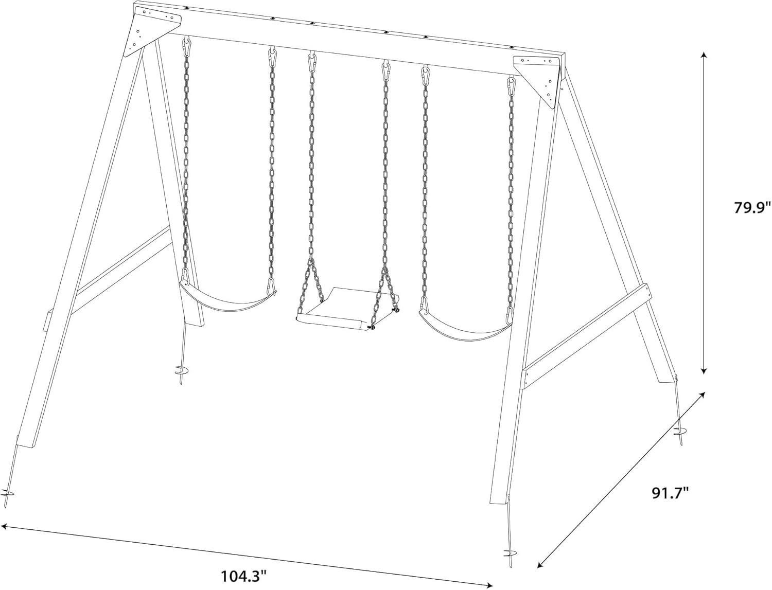 Brighton Outdoor Wood Swing Set with 3 Yellow Swings