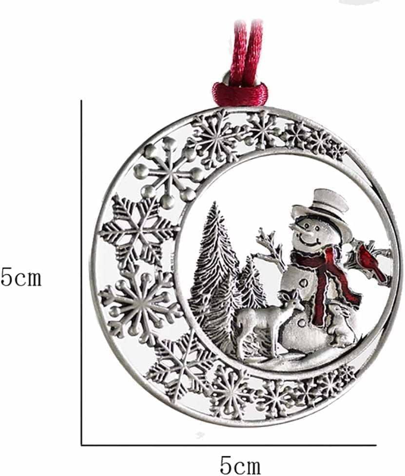 Pewter Snowman and Deer Christmas Tree Topper Ornament