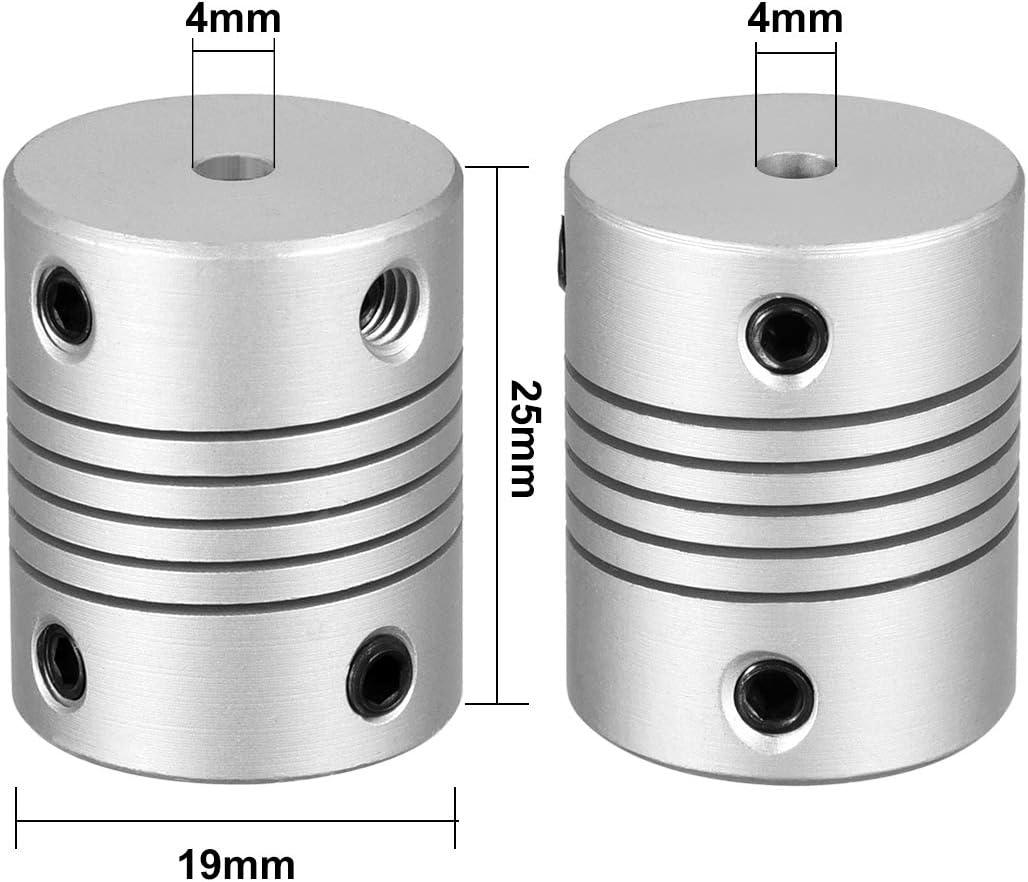 4mm to 4mm Shaft Coupling Flexible Coupler Motor Connector Joint L25xD19 Silver