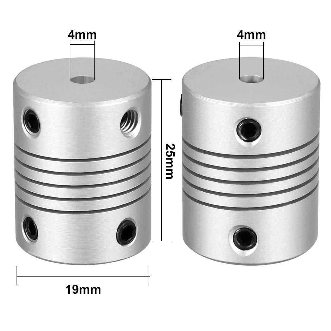 4mm to 4mm Shaft Coupling Flexible Coupler Motor Connector Joint L25xD19 Silver
