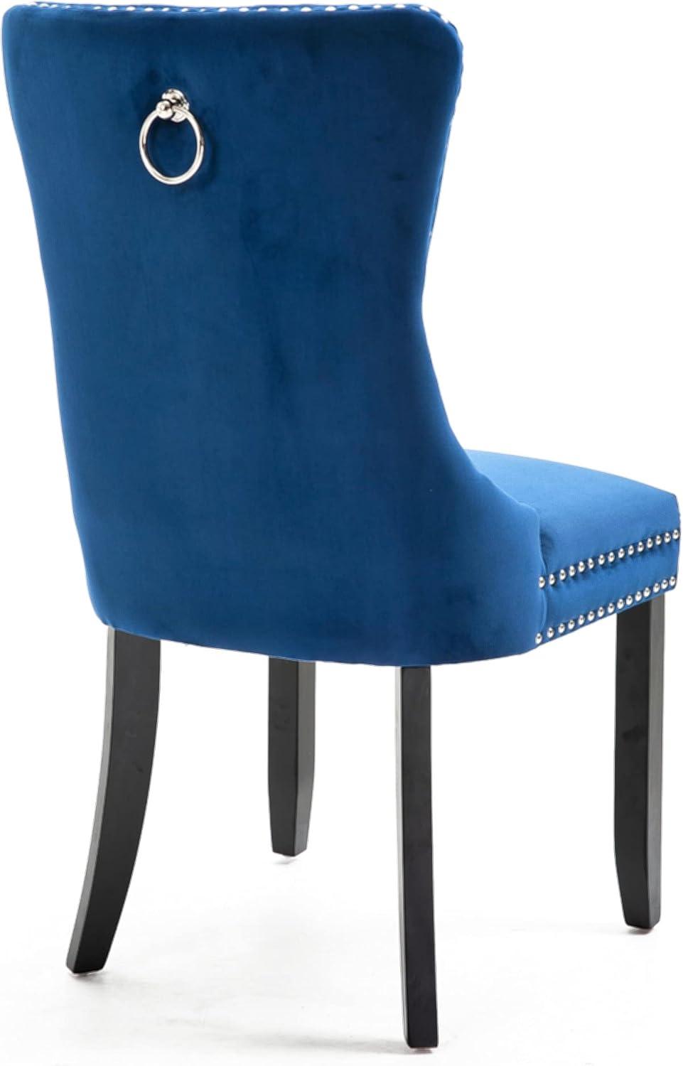 Rhomtree Glam Wood Solid Print Dining Side Chairs, Blue (Set of 6)