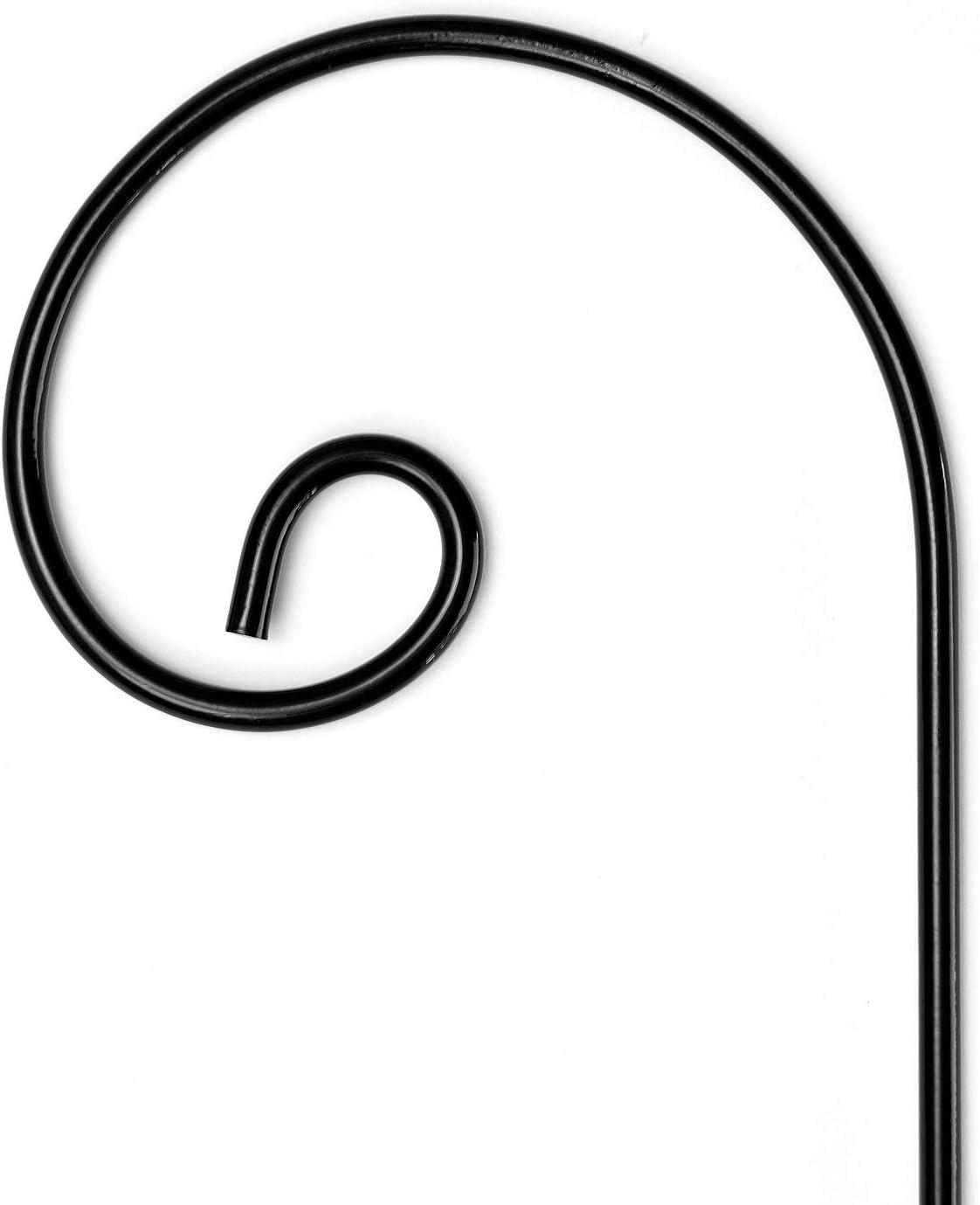 Black Steel 35-Inch Curled Shepherd Hooks, Set of 6