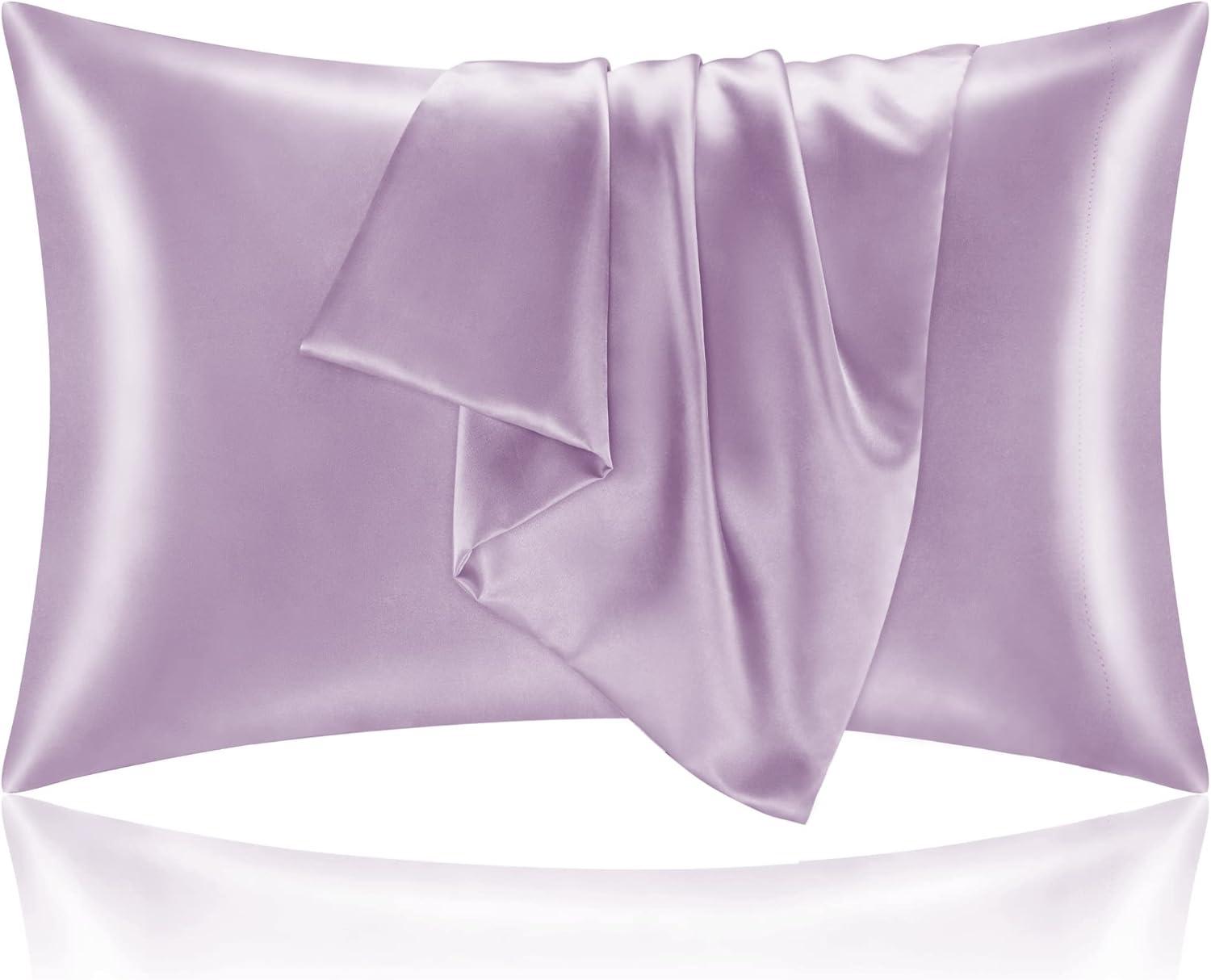 Tainini Clearance!!! Bedsure Satin Pillowcase for Hair and Skin - Silky Pillowcase 20x30 Inches - Set of 2 with Envelope Closure, Similar to Silk Pillow Cases, Gifts for Women Men(Purple）
