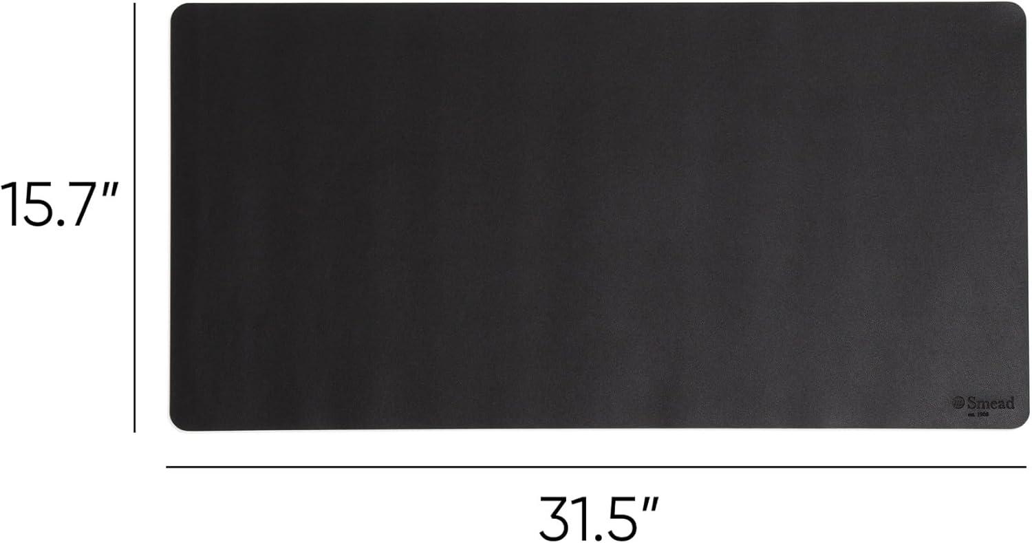 Smead Desk Pad, Vegan Leather, Non-Slip Backing, 31.5” x 15.7”, Charcoal (64833)