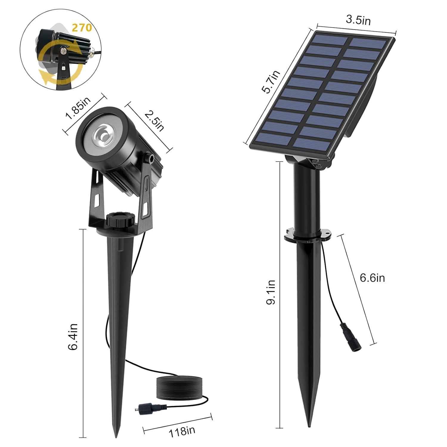 T-SUN LED Landscape Solar Spotlights, Waterproof Outdoor Solar Lights Auto ON/Off Solar Wall Lights for Garden, Driveway, Pathway, Pool Area(Warm White)