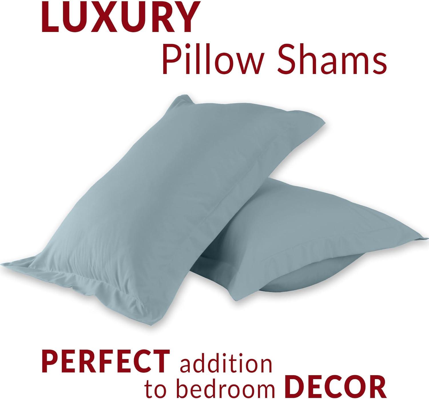 Mellanni Pillow Shams Set of 2 - Iconic Collection Decorative Pillow Covers / Cases 20"x26" with 2" Flange - Standard Size, Spa Blue