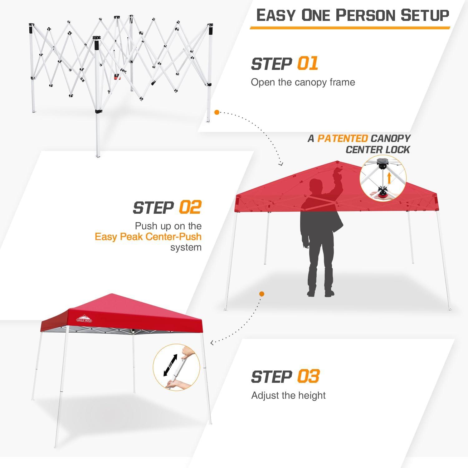 EAGLE PEAK Pop Up Canopies 10 Ft. W x 10 FT. D Metal Party Tent Canopy