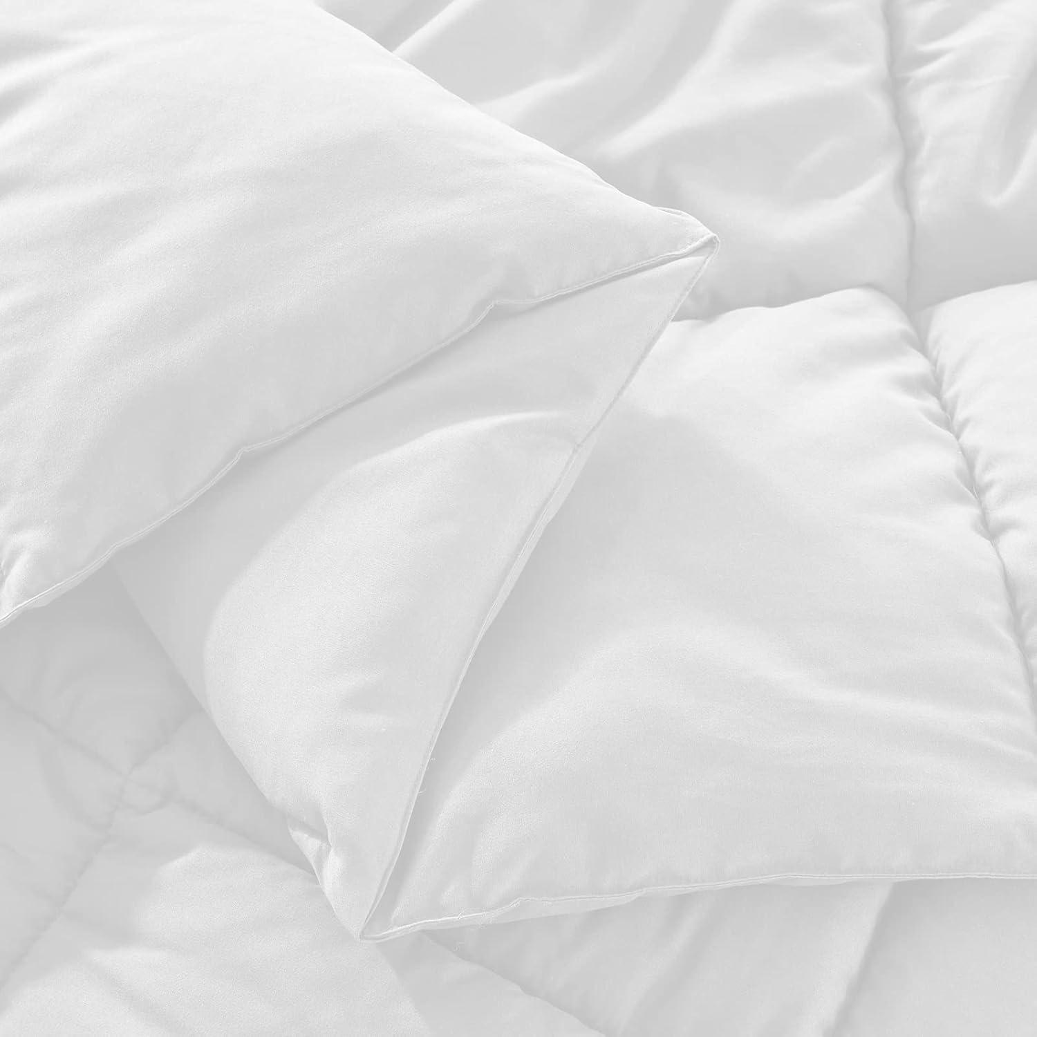 EMONIA Queen Comforter Duvet Insert, All Season Quilted Down Alternative, Hotel Luxury Fluffy Soft Cooling, Skin-friendly Machine Washable Reversible Quilted with Corner Tabs (White,88x88 inches)