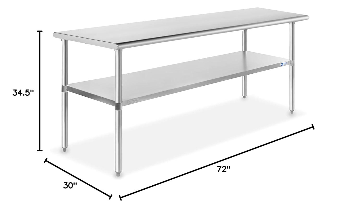 Flash Furniture Woodford NSF Certified Stainless Steel Prep and Work Table with Undershelf