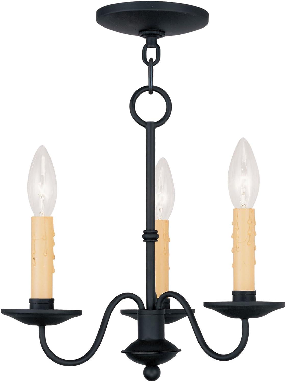 Elegant Black Mini Chandelier with Faux Candle Lights