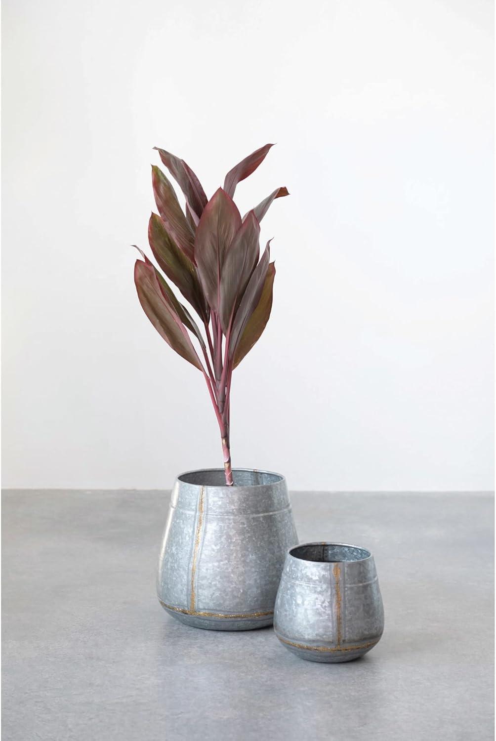 Creative Co-Op Galvanized Metal Planters, Antique Zinc Finish, Set of 2