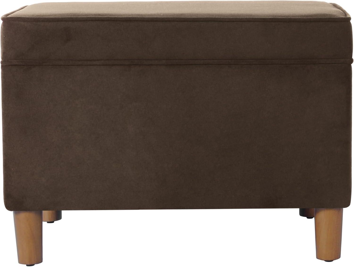 24" Dinah Storage Ottoman Chocolate Brown - HomePop: Velvet Upholstered, Honey Oak Wood Legs, Safety Hinges