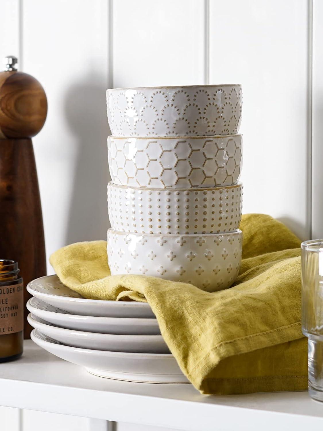 Winston Porter Large Soup Bowl 42 OZ, Ceramic Kitchen Bowl Set For Soup, Pho, Chip, Pasta, Fruits, Salad, Noodle And Ramen- 7 Inch, Set Of 4, Arctic White